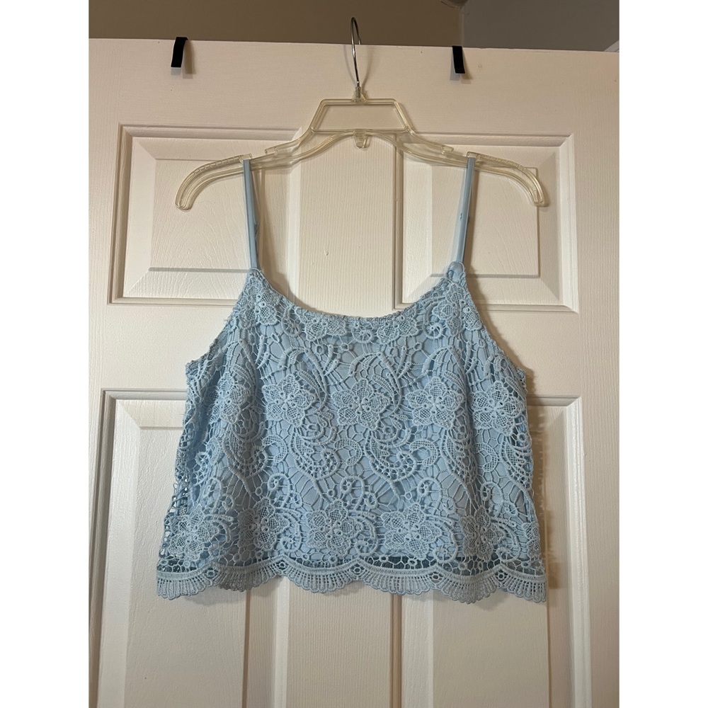 H&M Divided Light Blue Lace Crop Tank Top